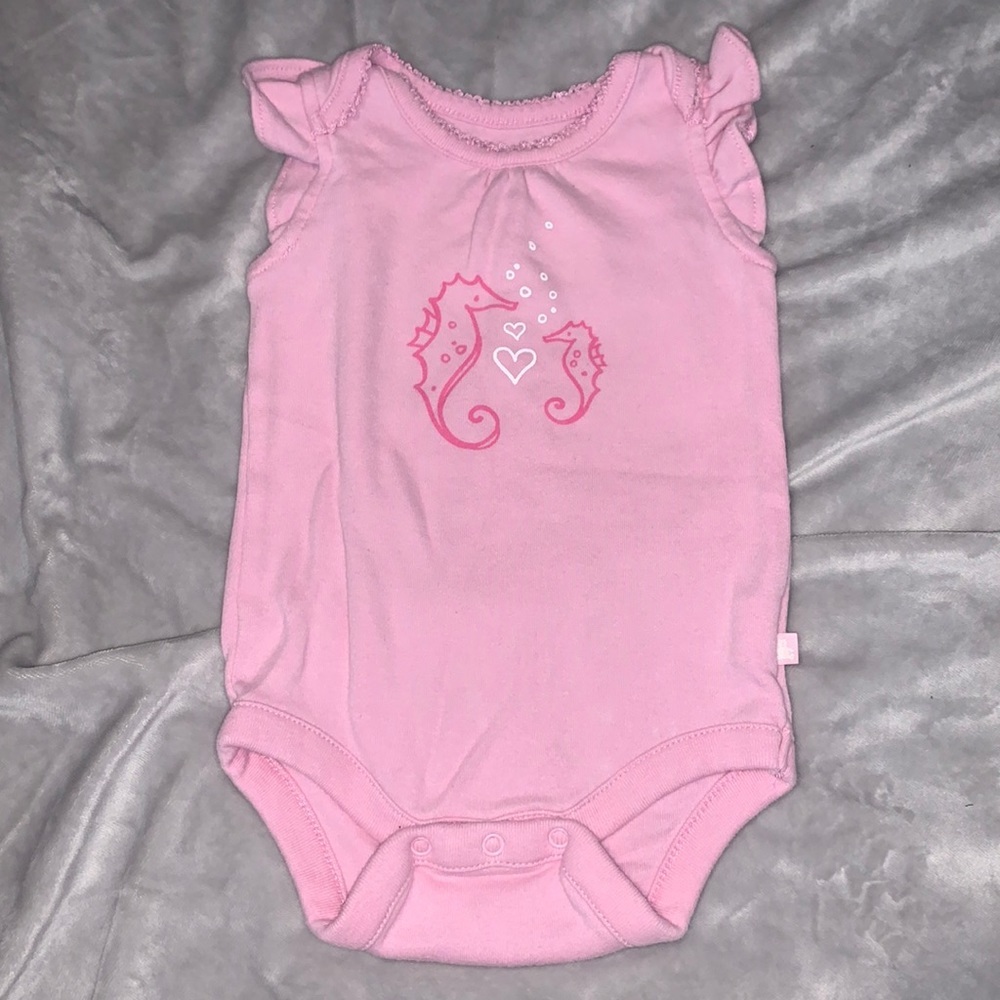 (3 for $10) Baby GAP 0-3 month pink seahorse design bodysuit baby girl clothing